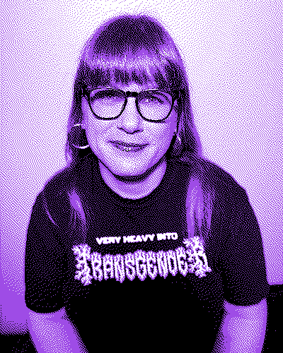 Headshot of Chelsea Thompto,
          she is smiling and the image is
          dithered with a purple hue.